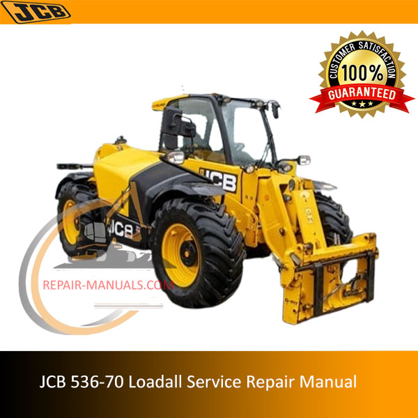 JCB 536-70 Loadall Service Repair Manual cover featuring the model and technical illustrations for maintenance guidance