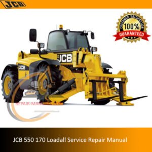 JCB 550 170 Loadall Service Repair Manual, showcasing the title and relevant technical graphics for maintenance guidance