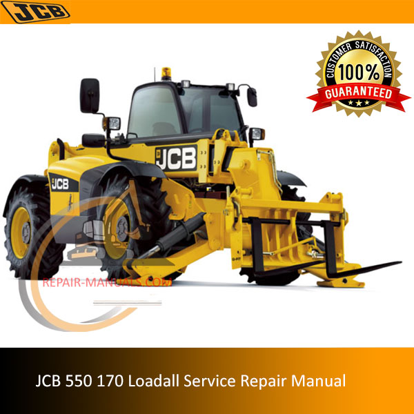 JCB 550 170 Loadall Service Repair Manual, showcasing the title and relevant technical graphics for maintenance guidance