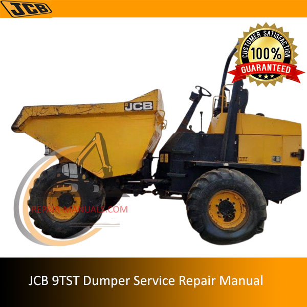 JCB 9TST Dumper Service Repair Manual cover featuring the model and technical illustrations for maintenance guidance