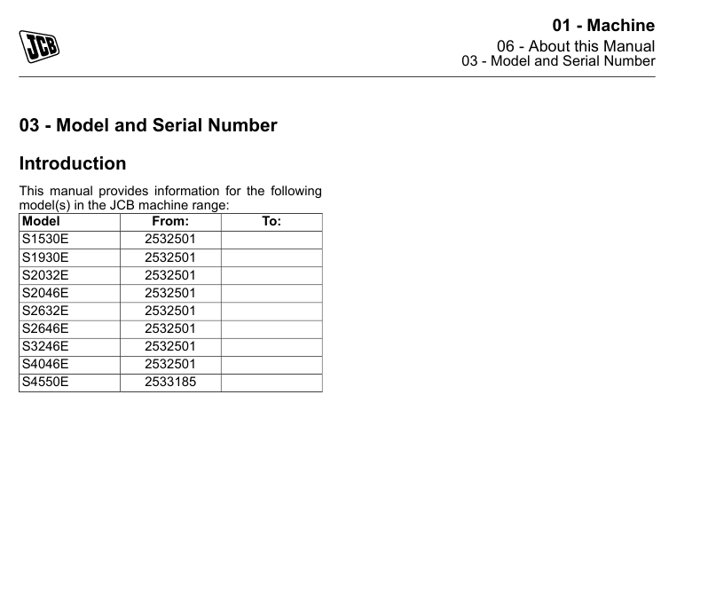 Comprehensive repair manual for the JCB S2646E Work Platform, focusing on service procedures and maintenance tips