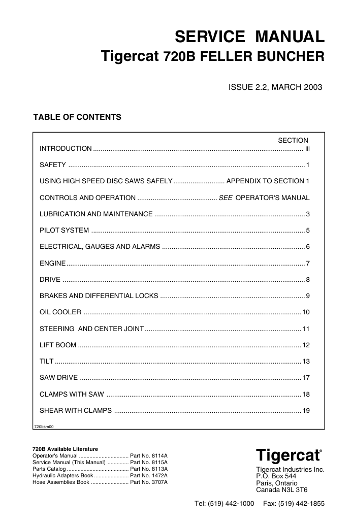 Tigercat 720B Feller Buncher Service Repair Manual - Image 2