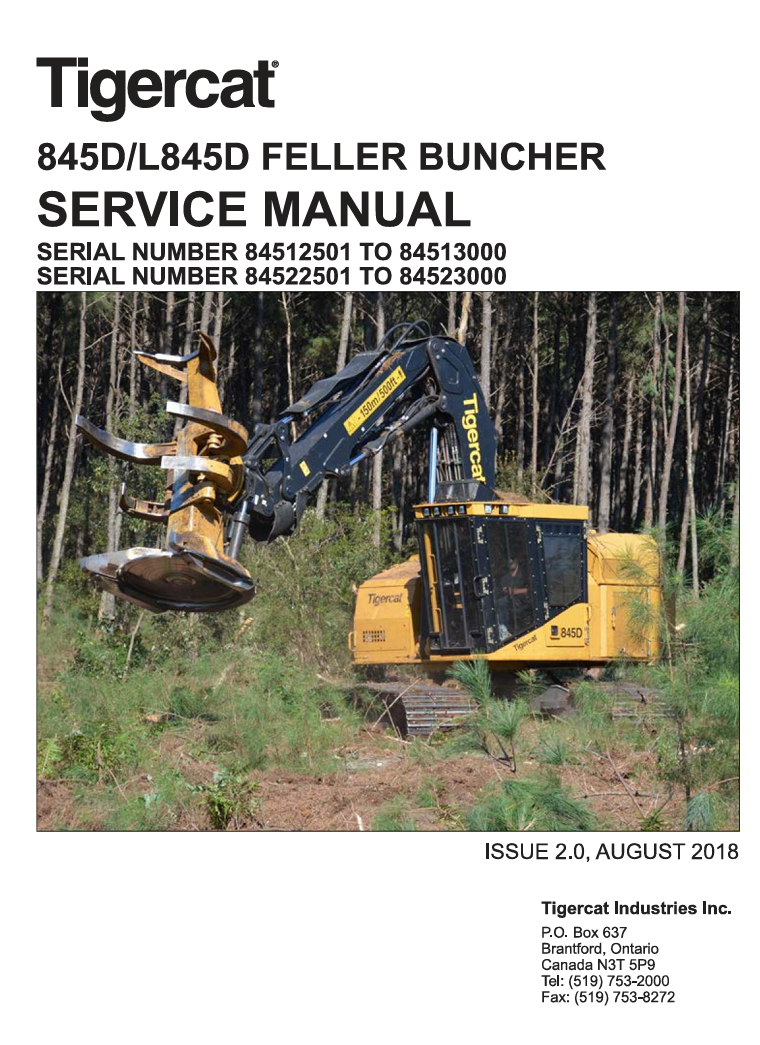 Tigercat 845D Feller Buncher Service Repair Manual - Image 2
