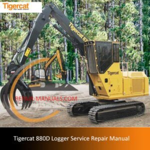 Tigercat 880D Logger Service Repair Manual cover featuring the model and technical illustrations