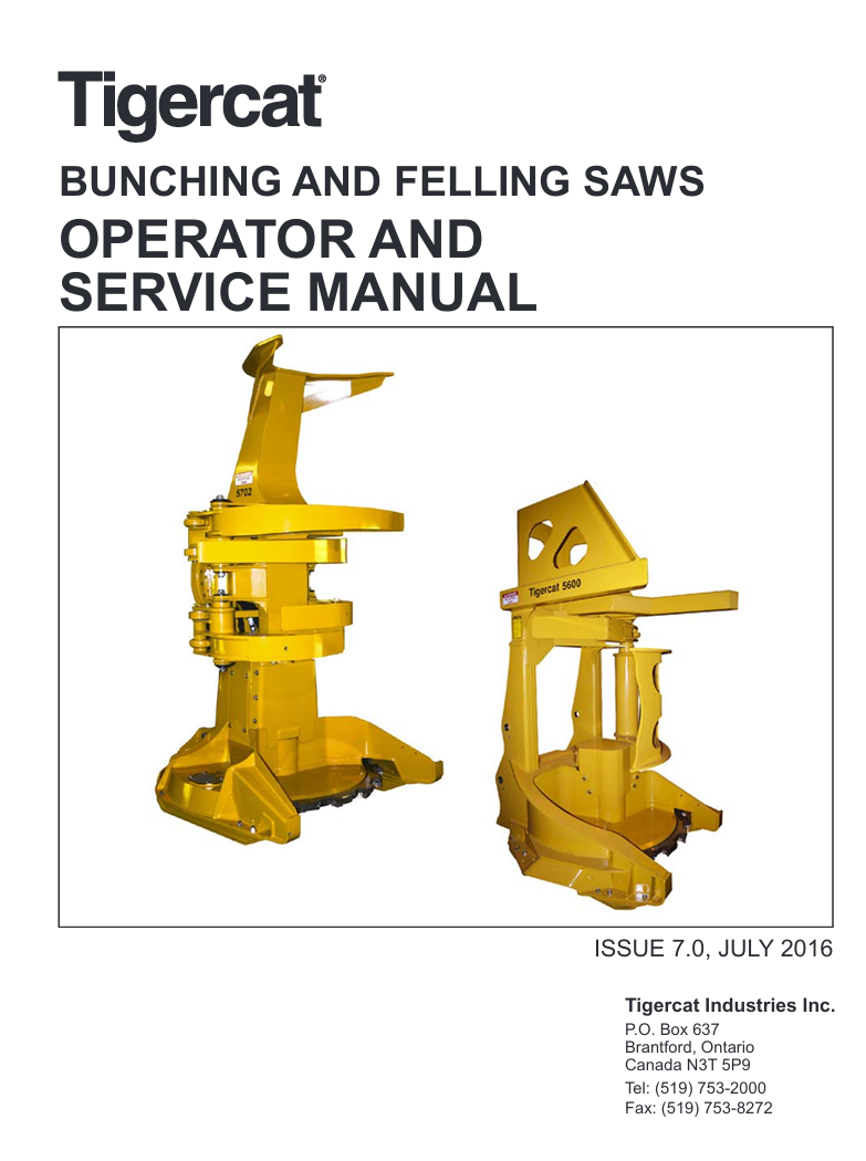 Tigercat Bunchinng & Felling Saws Operator's & Service Repair Manual - Image 2