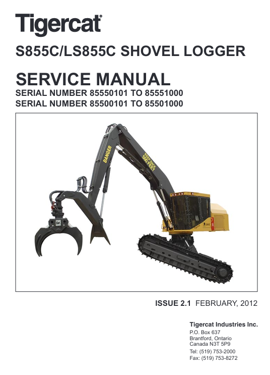 Tigercat S855C Shovel Logger Service Repair Manual - Image 2