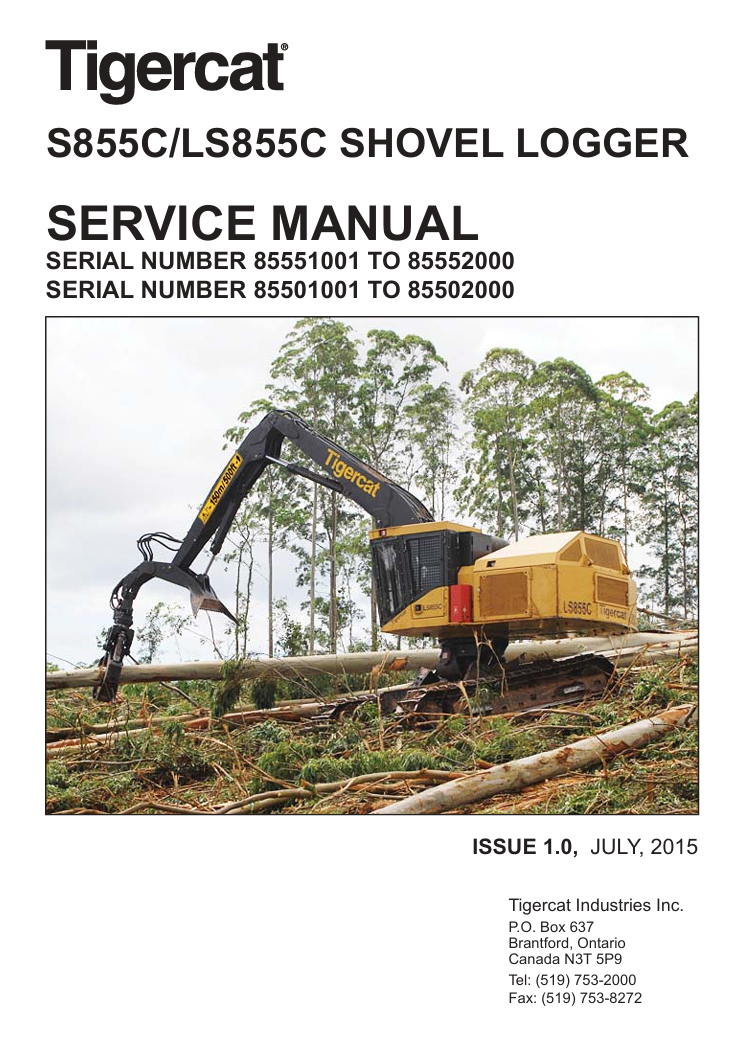 Tigercat S855C Shovel Logger Service Repair Manual - Image 2