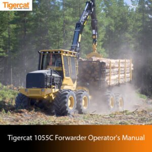 Tigercat 1055C Forwarder Operator's Manual, showcasing the model name and essential diagrams for operation