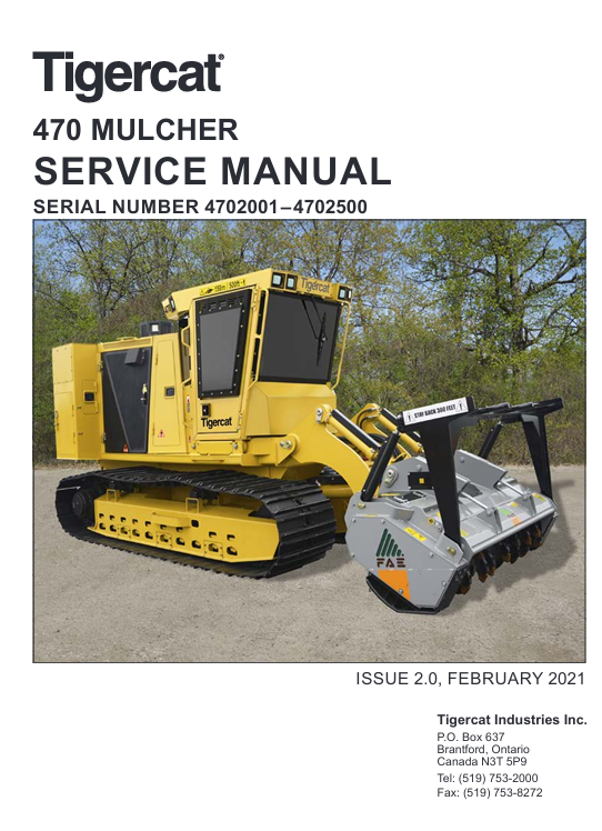 Service Repair Manual for Tigercat 470 Mulcher