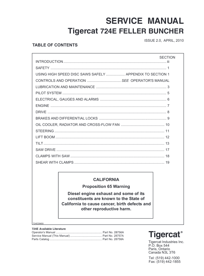 Tigercat 724E Feller Buncher Service Repair Manual - Image 2