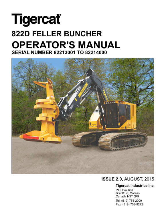 Tigercat 822D Feller Buncher Operator's Manual - Image 2
