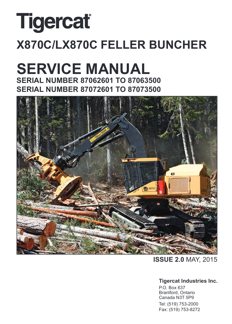 Tigercat X870C Feller Buncher service manual, providing essential repair instructions and maintenance tips