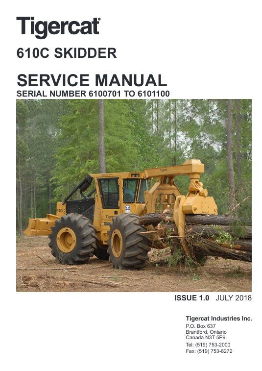 Service Repair Manual for Tigercat 610C Skidder, displaying vital maintenance tips and repair guidelines