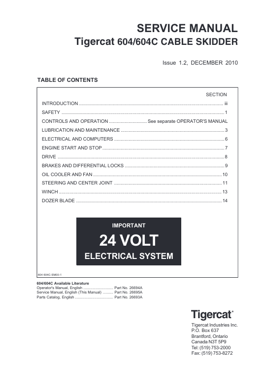 Tigercat 604 Cable Skidder Service Repair Manual - Image 2
