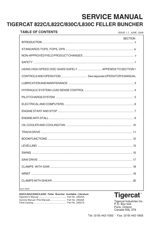 Tigercat L822C Feller Buncher Service Repair Manual - Image 2