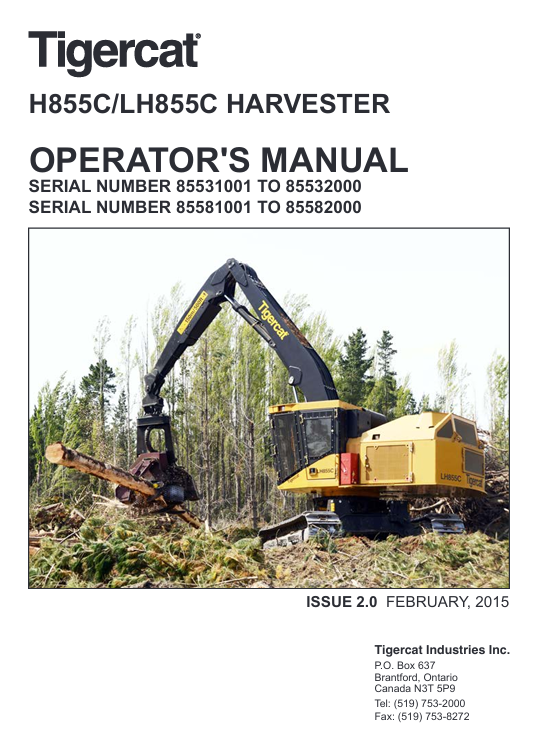 Tigercat LH855C Harvester Operator's Manual - Image 2
