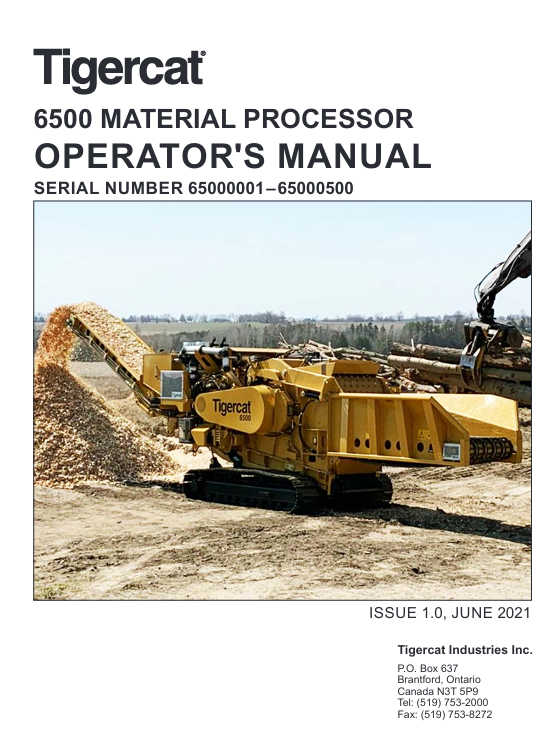 Tigercat 6500 Material Processor Operator's Manual - Image 2