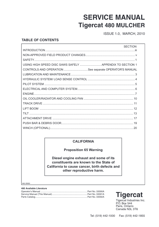 Tigercat 480 Mulcher Service Repair Manual - Image 2