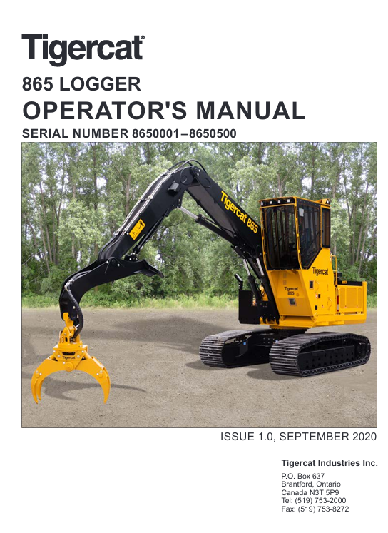 Tigercat 865 Logger Operator's Manual - Image 2