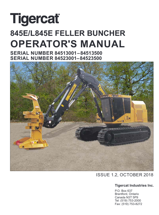 Tigercat L845E Feller Buncher Operator's Manual - Image 2