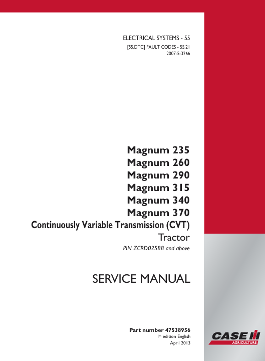 Overview of electrical fault codes for the Case Magnum 340 Tractor, including explanations for each code