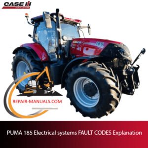 Diagram of PUMA 185 electrical systems showing fault codes and their explanations for troubleshooting