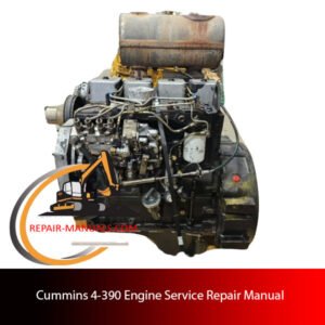 Cummins 4-390 Engine Service Repair Manual cover featuring technical illustrations and detailed repair instructions