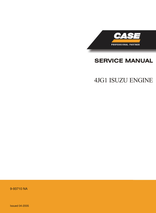 Isuzu 4JG1 engine service manual cover displaying comprehensive repair instructions and engine diagrams for technicians