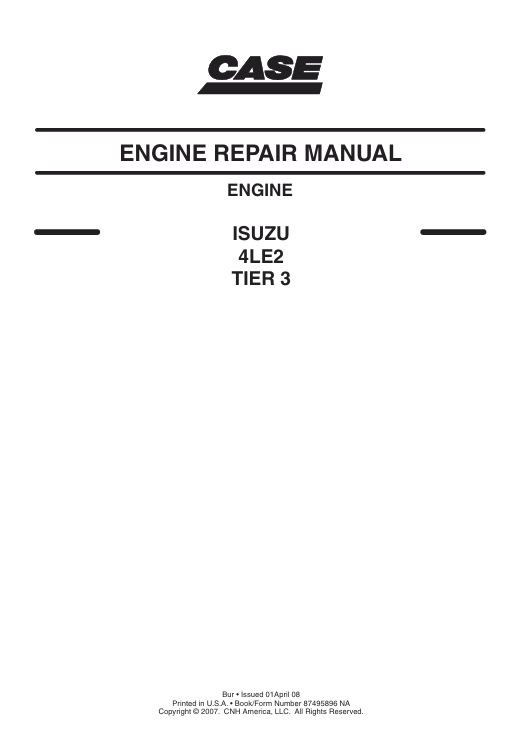 Isuzu 4LE2 Tier 3 Engine Service Repair Manual showcasing engine parts and repair procedures for maintenance
