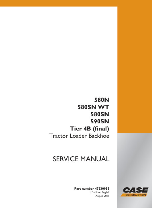 ervice manual for Case 580N Backhoe Loader, including diagrams and step-by-step repair instructions