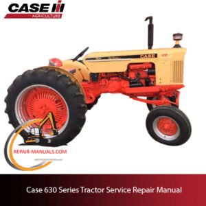 Service repair manual cover for Case 630 tractor, featuring detailed diagrams and instructions for maintenance and repairs