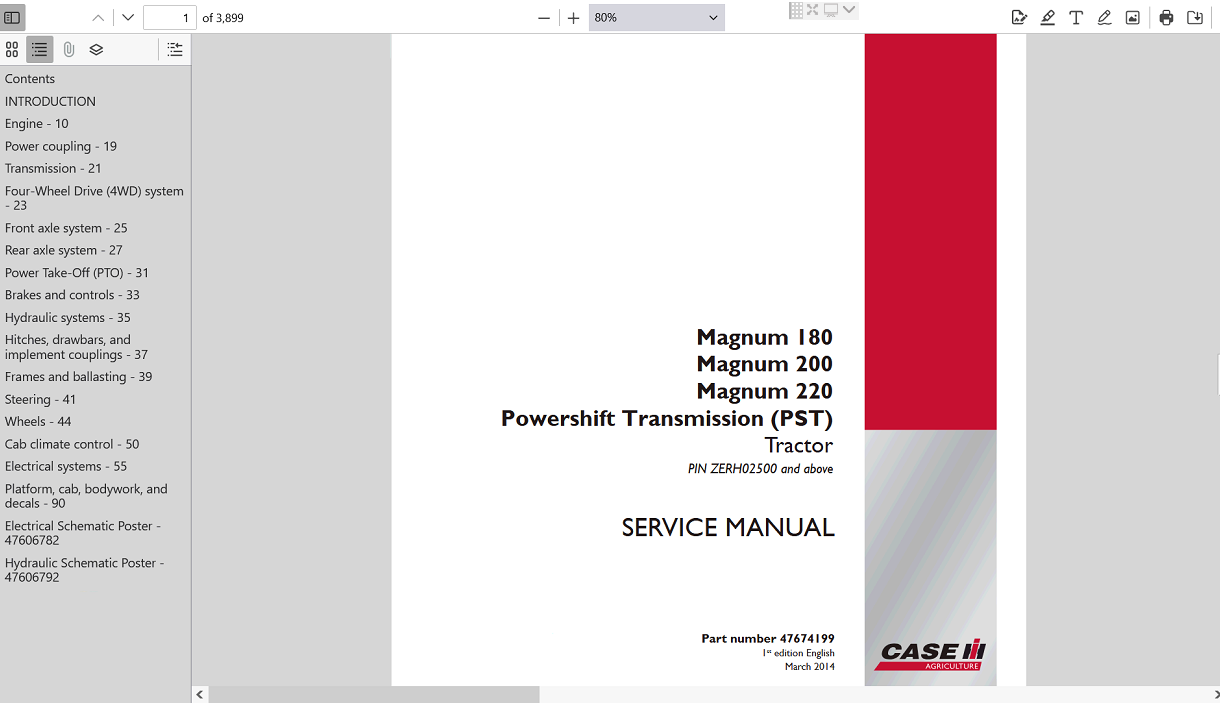 the service repair manual for Case IH Magnum 200 Tractor, including maintenance tips and troubleshooting guides