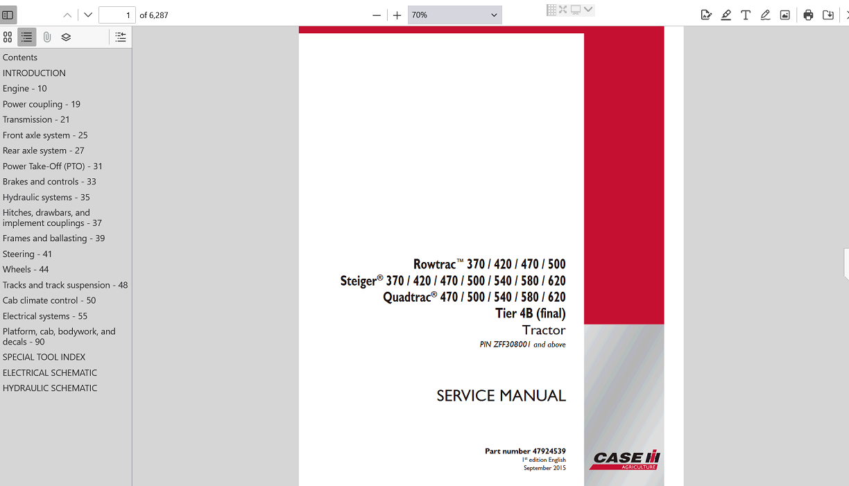 Case IH 470 Quadtrac Tractor service repair manual, showcasing diagrams and detailed instructions for effective repairs