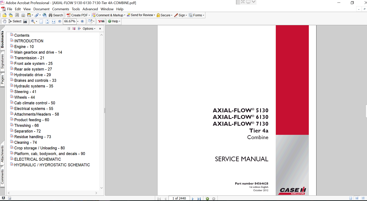 Case 7130 combine service manual cover, highlighting repair procedures and technical illustrations for effective maintenance