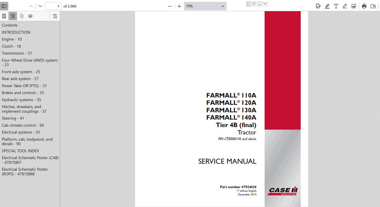 the service repair manual for Case IH Farmall 130A tractor, including diagrams and step-by-step repair procedures