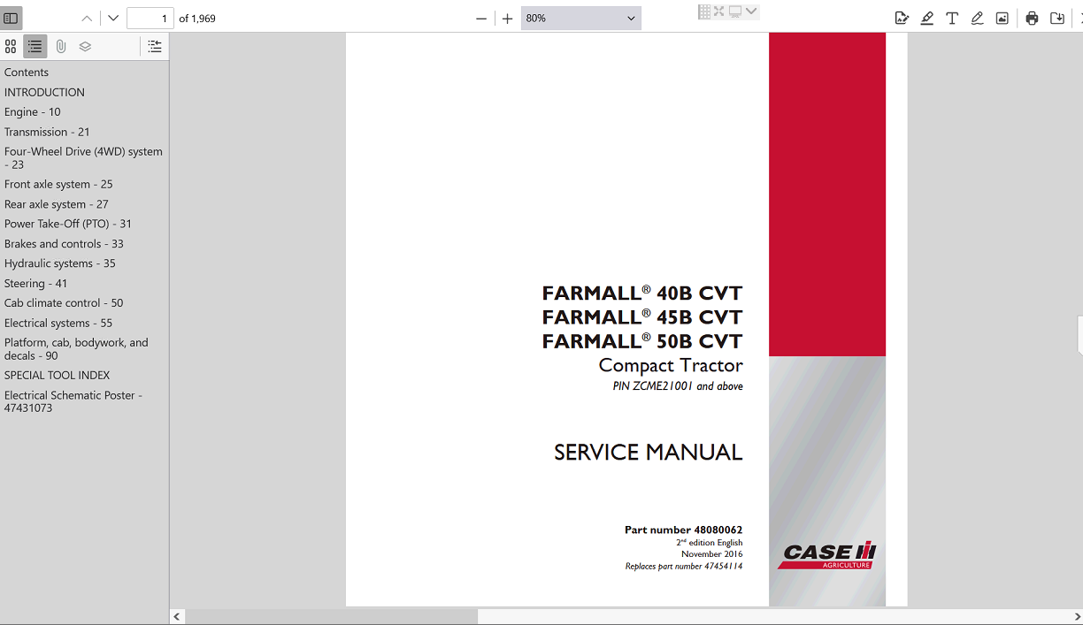 Case IH Farmall 50B CVT service repair manual, showcasing essential maintenance guidelines and repair procedures