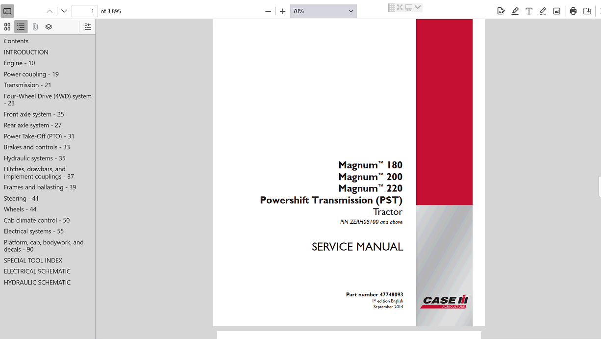 Case IH Magnum 200 tractor service repair manual, showcasing detailed repair procedures and maintenance guidelines