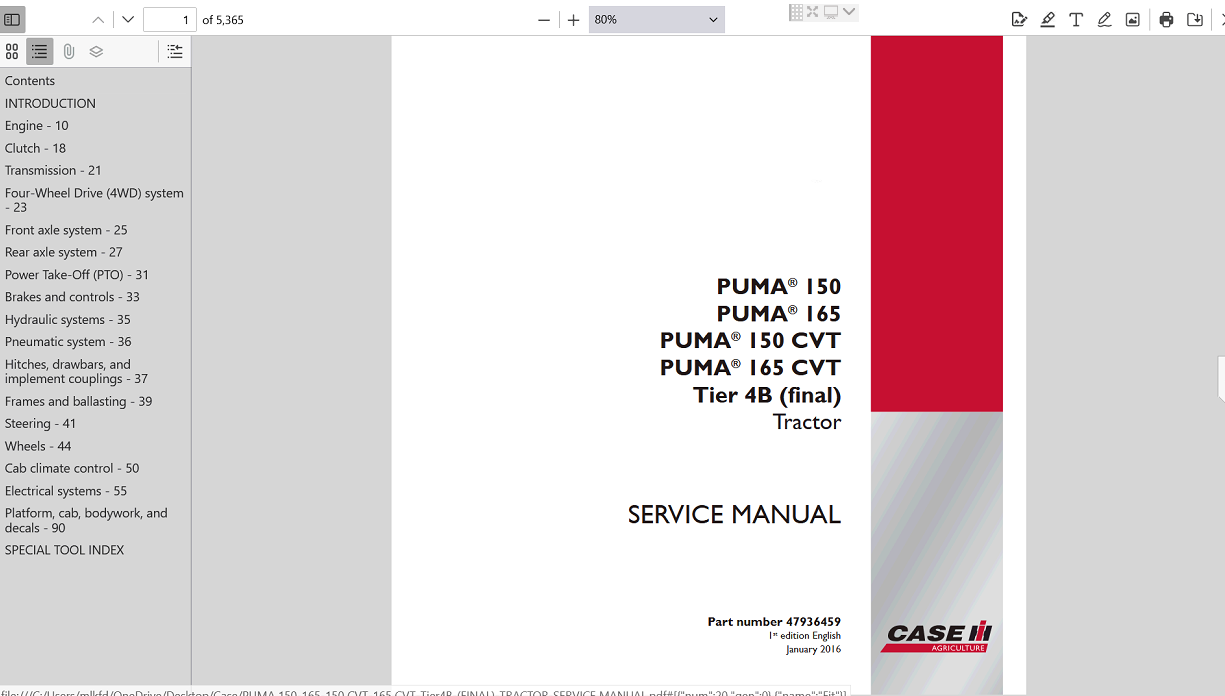 Case IH Puma 150 Tractor service repair manual, displaying key repair techniques and maintenance information