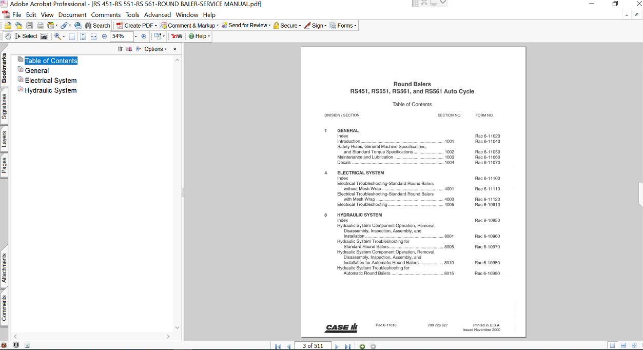 Case IH RS451 Round Baler Service Repair Manual, providing essential guidelines for maintenance and troubleshooting