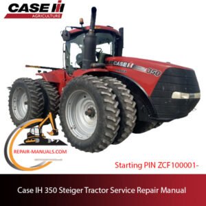 Service repair manual cover for Case IH 350 Rowtrac Tractor, featuring detailed diagrams and maintenance instructions