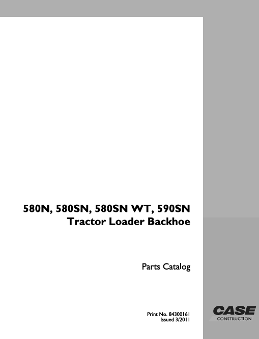 Case 590SN Backhoe Loader parts manual, showcasing essential components and assembly instructions for maintenance