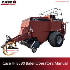 Operator's manual for Case IH 8580 Baler, highlighting the model name and a visual representation of the equipment