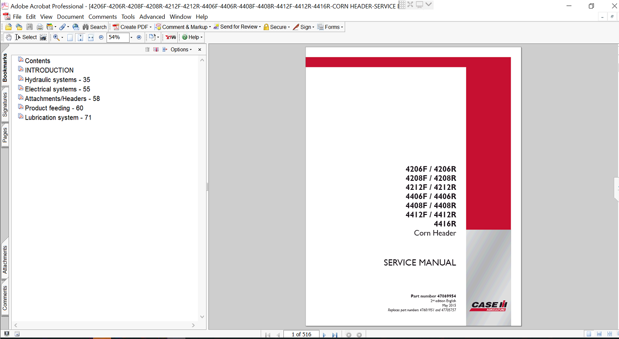 Case ih 4408f Corn Header service manual cover, featuring repair instructions and technical diagrams for effective maintenance
