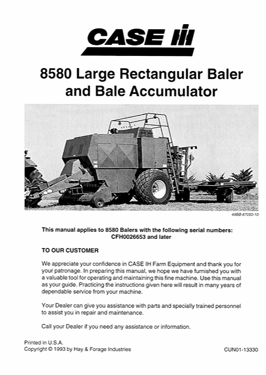 Case IH 8580 Baler Operator's Manual - Image 2