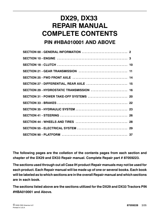 Case IH DX29 tractor service repair manual, showcasing essential repair guidelines and diagrams for maintenance tasks