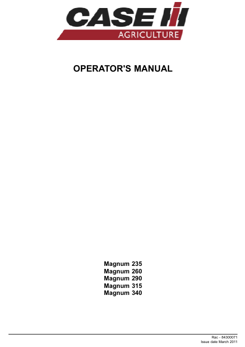 Manual for Case IH Magnum 235 tractor, outlining operational instructions and maintenance tips for effective use