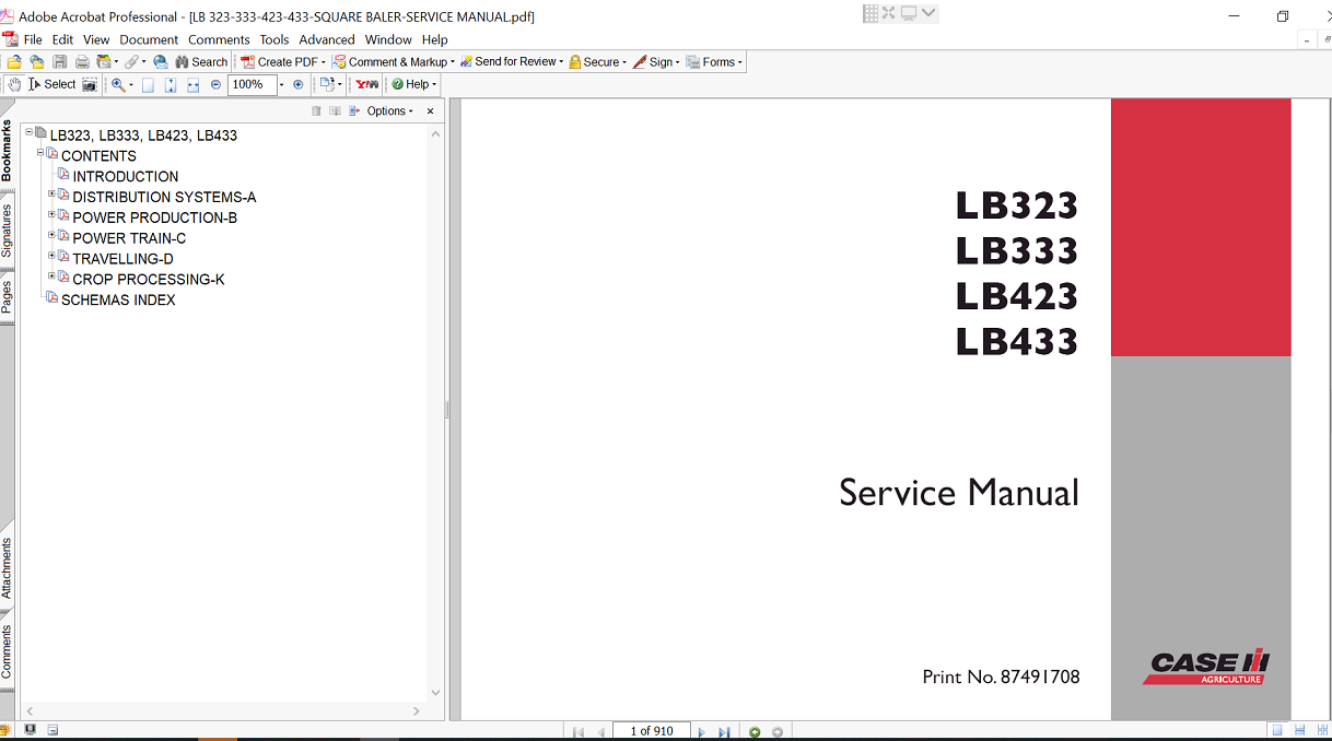 Case LB323 Square Baler service repair manual, showcasing diagrams and step-by-step repair procedures for maintenance