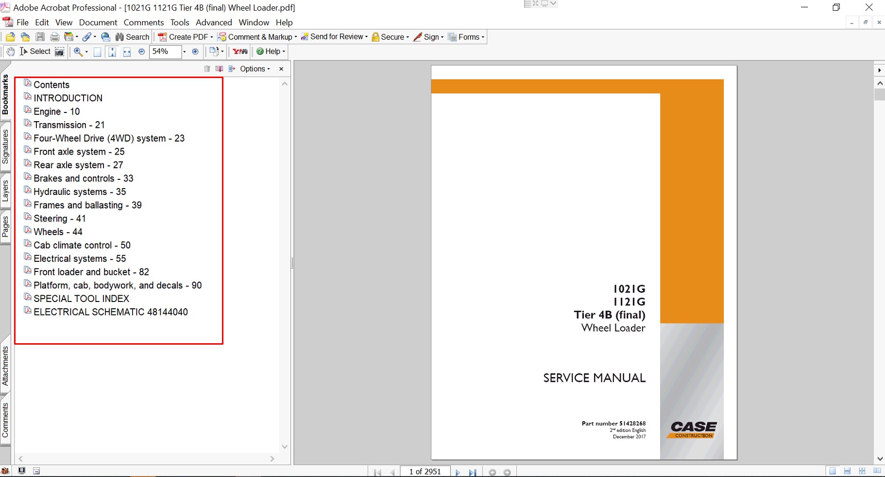Service repair manual for Case Case 1121G Wheel Loader, including maintenance tips and technical specifications with highlighting repair procedures
