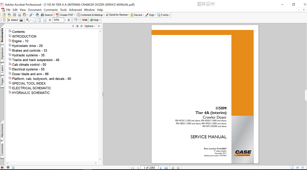 Cover of the service repair manual for Case 1150M Dozer, including maintenance tips and technical specifications with highlighting repair procedures
