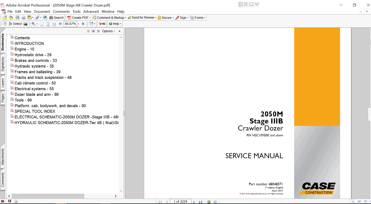 Cover of the service repair manual for case 2050m dozer, including maintenance tips and technical specifications with highlighting repair procedures